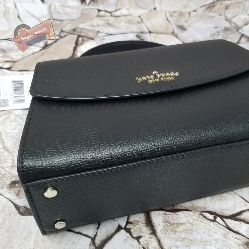 #bagsavenue Kate Spade Darcy Leather Top Handle Satchel Crossbody Black Leather - Picture 6 of 9